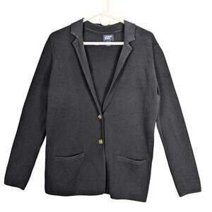 Lands End Cardigan Sweater Mens Small Faded Black Button Front Grandpa Preppy